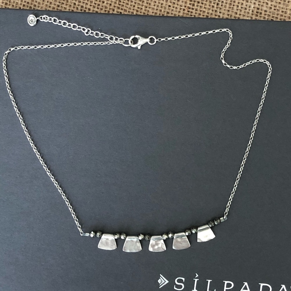 Silpada Sterling Silver .925 Patterned Pyrite Necklace